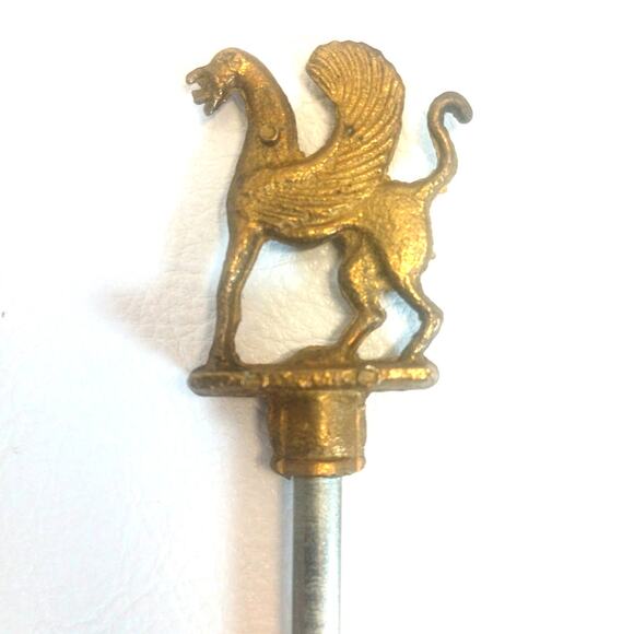 Vintage Antique Heavy Duty Brass Skewers Minoan Mythological Creatures Set of 4 - Picture 6 of 9